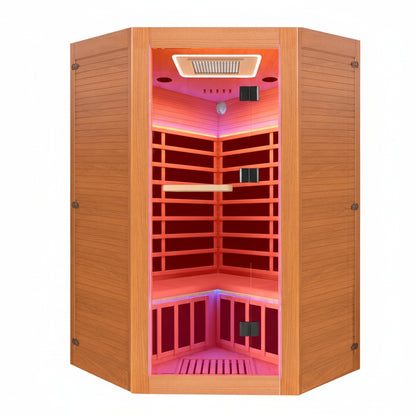2-3 Person Infrared Sauna | 2180W | 7-Color LED | Red Light | Oxygen Bar | Dual Bluetooth | 360° Surround Heating