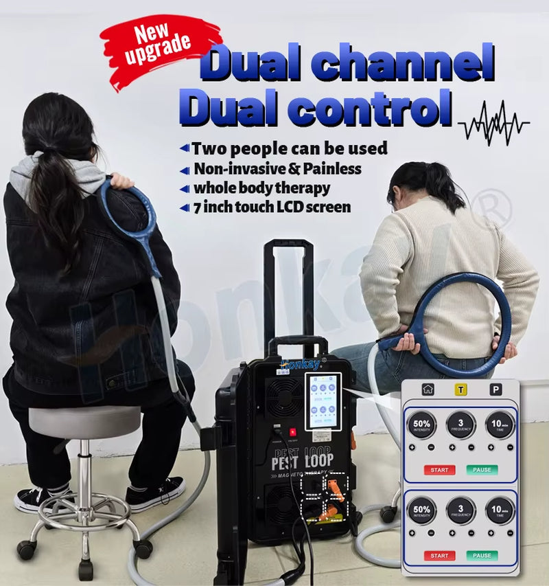 Dual Channel Pemf Magnetic Therapy Device Physio Magneto Therapy Machine Pemf Loop Pain Relief Arthritis Neuralgia Rehabilitatio