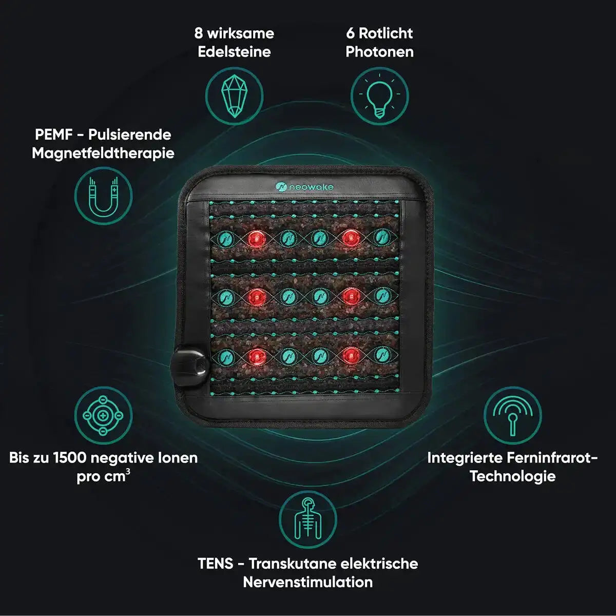 PEMF Photon Energy Massage Cushion Natural Jade Infrared Treatment Pad 45X45Cm Negative Ion Pad for Relieve Body Pain Relax