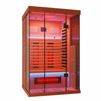 Full Spectrum 1-2 Person Infrared Sauna | Canadian Hemlock | Resonance Speaker | Panoramic Tempered Glass Door