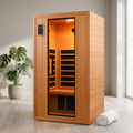 1 Person Extendable FAR Infrared Sauna for Home, Hemlock Wood Low EMF 6 Carbon Heaters Indoor Saunas with LED Lights, Bluetooth Speaker, Digital Control Panel, and Seating Bench