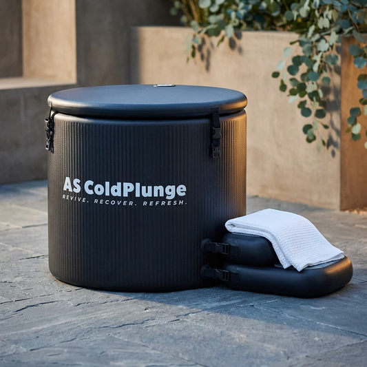 XL Ice Bath Tub for Cold Plunge, 120 Gal Ice Plunge Tub with Insulated Lid, Step Stool, Portable Inflatable Ice Pod Plunge Barrel, Easy Chiller Connection, Cold Therapy Indoor Outdoor — Studio Shot